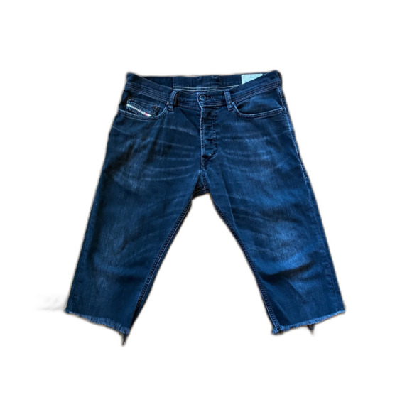 DIESEL TEPPHAR Blue Slim Stretch Cut Off Denim Jeans Shorts   Mens Size 28 - Picture 1 of 8